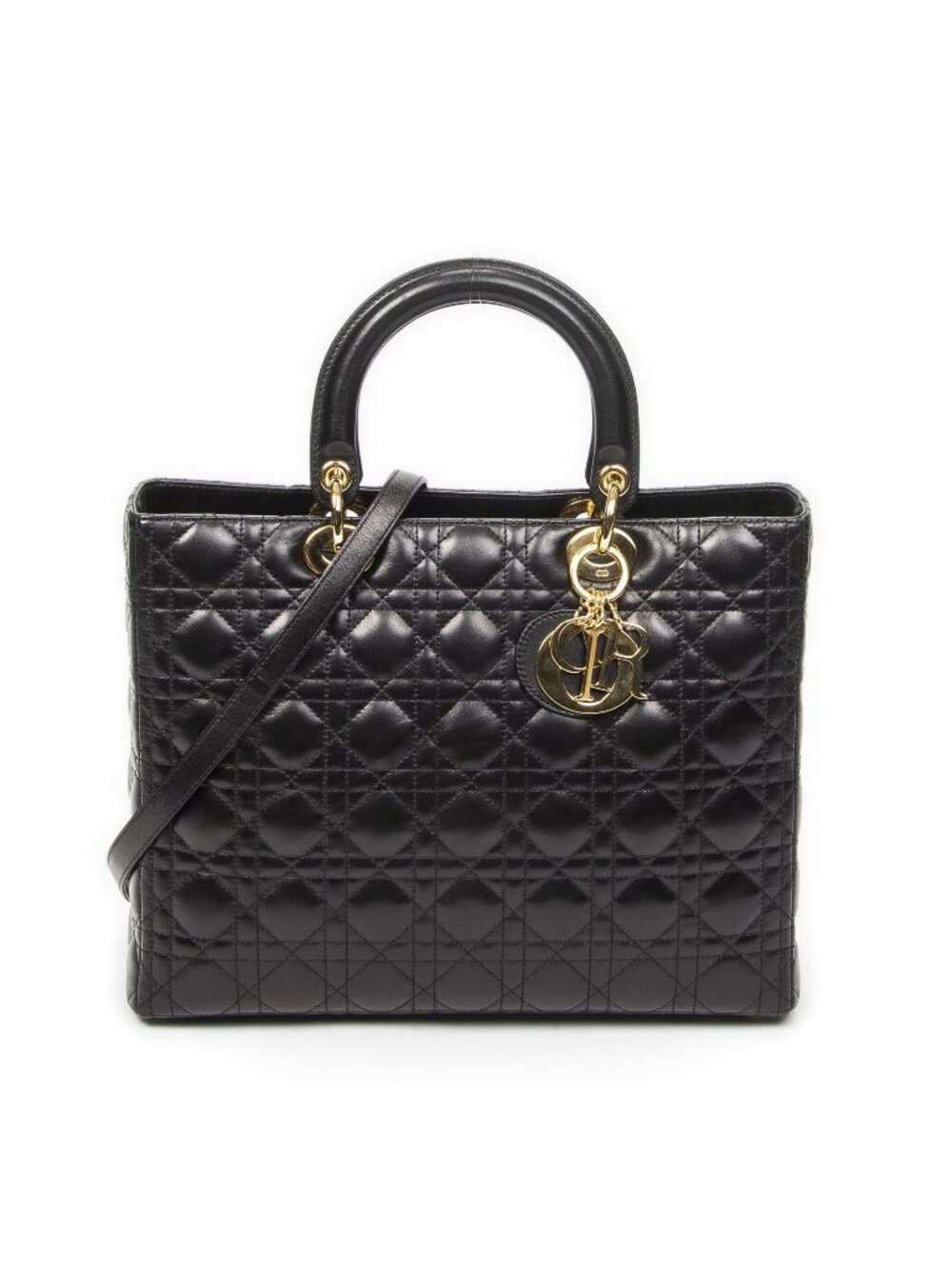 Dior Large Lady Dior Zip Black Canada Lambskin Leather Handbag